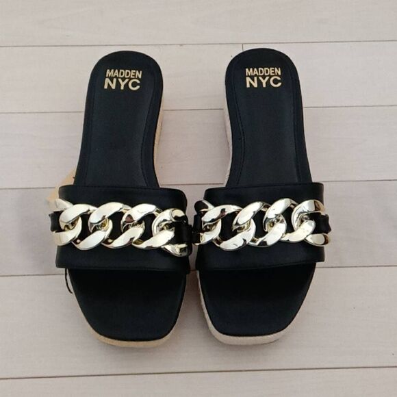 Madden NYC Women's Chain Espadrille Sandals Black Size 9 - Picture 2 of 8
